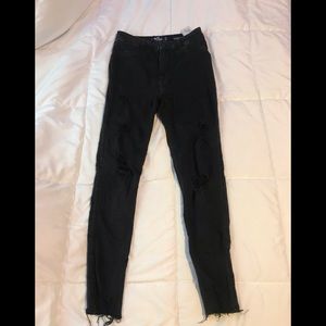 Black ripped Hollister jeggings